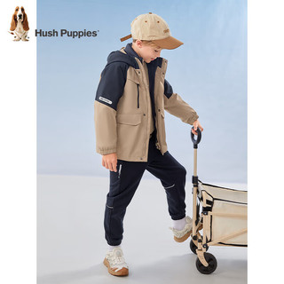 暇步士（Hush Puppies）童装男童羽绒服冬装儿童羽绒服保暖舒适三防面料可拆卸休闲 燕麦卡其 110cm