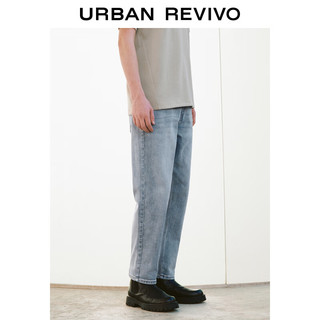 URBAN REVIVO UR2024春季男装潮流街头风休闲百搭浅色牛仔长裤UMU840003 蓝色 29