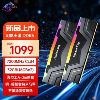 SK hynix 海力士 新乐士（SAMNIX）台式机内存条 32GB(16GBx2)DDR5 7200Mhz C34 黑灰 RGB灯条 海力士A-die 幻影王者电竞游戏