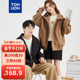 唐狮 TONLION立领仿毛呢夹克外套 女款卡其 M