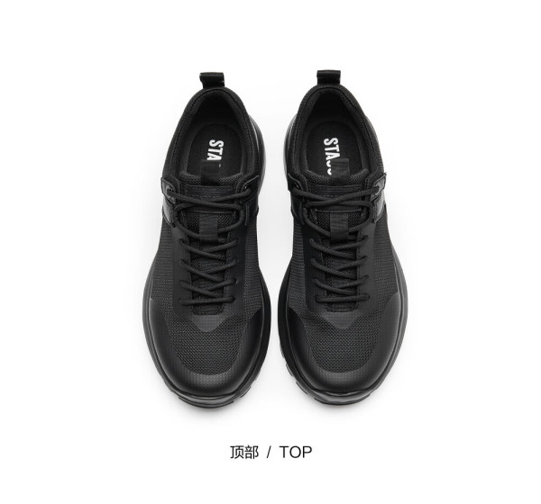 思加图2024春季时尚运动休闲鞋厚底透气系带男单鞋子a6437am4 型格黑