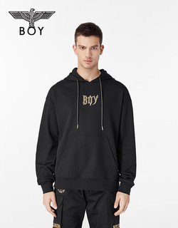 BOY LONDON连帽卫衣男女同款黑金老鹰LOGO套头衫 N04001 黑色 XS