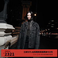 MO&Co.MUNN设计师联名系列2023冬手工订饰牛仔夹克夹棉外套 牛仔黑色 M/165