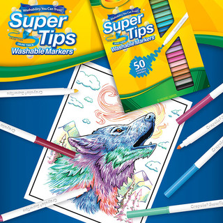 绘儿乐（Crayola）儿童无毒可水洗50色细杆水彩笔58-5050绘画涂鸦美术手账笔