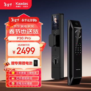 kaadas 凯迪仕 大屏可视猫眼监控智能门锁P30 Pro 远程视频密码锁 指纹锁