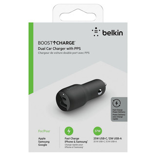 belkin 贝尔金 37W双接口车载充电器iPhone车载PD+PPS快充车充