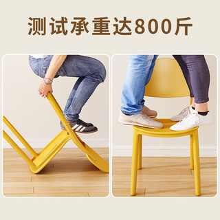 麦瑞迪 塑料椅子靠背椅家用现代餐桌椅餐厅北欧简约可叠放加厚餐椅书桌椅 稳固不晃-橙色