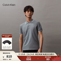 Calvin Klein Jeans24春夏男士商务通勤字母撞色镶边短袖POLO衫J326120 PN6-雾霾蓝 M