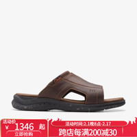 其乐（Clarks）Walkford Band男鞋凉拖鞋皮面缓冲防滑夏季26176962 Brown 10=43