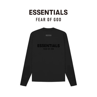 FEAR OF GOD ESSENTIALS植绒背部LOGO系列棉质圆领长袖T恤 美式高街潮牌经典透气内搭 浅燕麦色 L