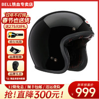 BELL 复古头盔Custom500碳纤维摩托车头盔机车安全帽男女骑行四季3/4盔 亮黑色 2XL