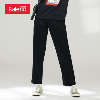 Baleno 班尼路 春季新款韩版潮流休闲直筒卫裤女黑色宽松柔软简约街头长裤