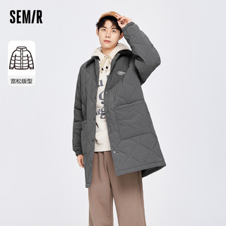 Semir 森马 棉服男冬季中长款灯芯绒翻领棉衣宽松休闲外套保暖新款