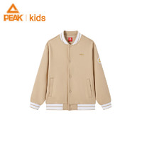 匹克（PEAK）童装儿童加绒棒球服保暖运动上衣百搭潮流外套 卡其 140cm