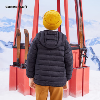 匡威（Converse）匡威儿童装男女童冬季轻连帽羽绒服儿童新年红色保暖外套 正黑色 120/60