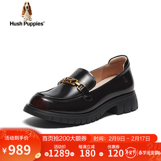 暇步士（Hush Puppies）皮鞋女士休闲一脚蹬软底时尚乐福鞋N3Y10AA4 深红 34