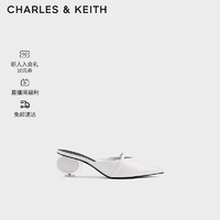 CHARLES&KEITH24春新品法式尖头穆勒鞋异形跟拖鞋女CK1-60280434 White白色 34