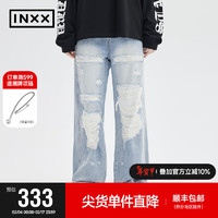 英克斯（inxx）Standby 春潮流时尚个性破洞牛仔长裤XME1220256 牛仔浅蓝 XL