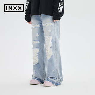英克斯（inxx）Standby 春潮流时尚个性破洞牛仔长裤XME1220256 牛仔浅蓝 XL