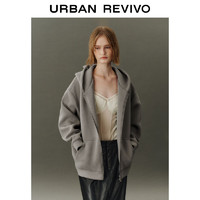 URBAN REVIVO UR2024春季女装休闲高街百搭宽松口袋连帽外套UWJ140002 石色 M(M-L)