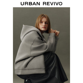 URBAN REVIVO UR2024春季女装休闲高街百搭宽松口袋连帽外套UWJ140002 石色 M(M-L)