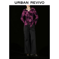 URBAN REVIVO UR2024春季女装潮流街头风休闲工装贴袋喇叭裤UWV640007 正黑 XS