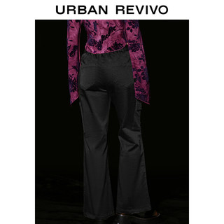 URBAN REVIVO UR2024春季女装潮流街头风休闲工装贴袋喇叭裤UWV640007 正黑 XS