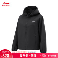 LI-NING 李宁 荷叶风衣丨系列龙甲防泼水女子2024春季运动外套AFDU680 黑色-5 M