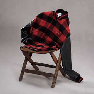 GapX 8ON8联名 龙年男装春季2024新年羊毛针织夹克836127 红黑方格 180/100A(XL)亚洲尺码