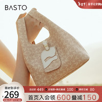 BASTO 百思图 2024夏季时尚复古休闲手提包单肩斜挎包女X3304BX4 杏/米白 均码