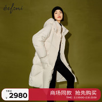 伊芙丽（eifini）伊芙丽鹅绒设计感手套插袋羽绒服女2023冬1EB280721G 白色 160/84A/M