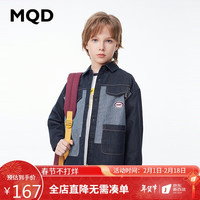 MQD马骑顿童装男童牛仔衬衫24年学院感儿童衬衣外套 原牛仔色 120cm