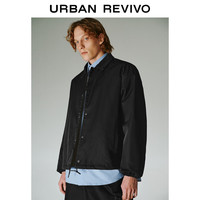 UR2024春季新款男装潮流日系休闲字母翻领超宽松棉服UMV140003 正黑 L(XL-XXL)