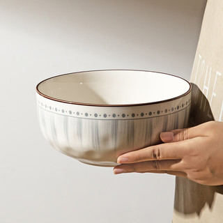 摩登主妇日式大汤碗家用高颜值轻奢陶瓷汤盆个人大碗泡面条碗 【2个装】6英寸汤碗-蓝线