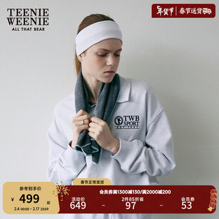 Teenie Weenie小熊2024慵懒风POLO领运动卫衣休闲宽松上衣女 灰色 155/XS