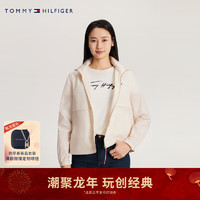 TOMMY HILFIGER24春季女装简约小绣标通勤合身版连帽外套WW0WW41790 浅米白色AEF L