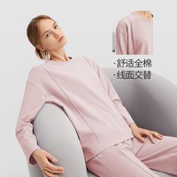 chundu 淳度 女士纯棉睡衣长袖长裤宽松大码简约全棉家居服套装