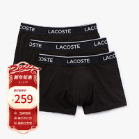 LACOSTE 拉科斯特 法国鳄鱼男士内裤3条装 经典棉质平角裤5H3389 031黑色 XL