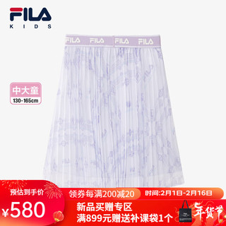 FILA 斐乐儿童服装2024春冬女中大童短裙梭织半裙 标准白-WT 150