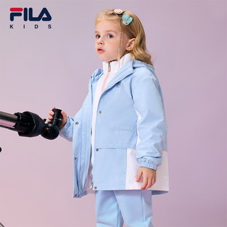 FILA斐乐儿童童装2024春小童女童梭织外套仿羊羔绒两件套 天晴蓝-LB 105