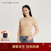 TOMMY HILFIGER 24新款春季女装纯棉简约绣标复古绞花合身短袖针织衫41787