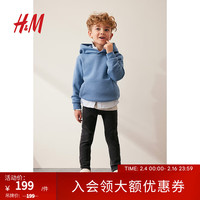 H&M童装男童2024春季新款舒柔紧身版牛仔裤1203543 水洗黑 1
