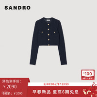 SANDRO2024早春新款女装法式金属扣短款针织开衫外搭SFPCA01011 D234/深蓝色 2