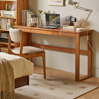 家逸实木书桌窄书桌写字桌写字台电脑桌卧室床尾桌子 1.2米樱桃木色