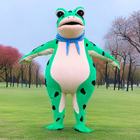 奥莱步（AOLAIBU）青蛙人偶服装儿童一个人穿的 卡通玩偶服充气癞蛤蟆搞怪演出 绿色充气款【配2个风机+2个电池 儿童款130-140身高
