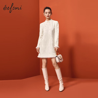 伊芙丽（eifini）伊芙丽氛围感新中式国风设计感旗袍A字连衣裙2024春装 米色 160/84A/M