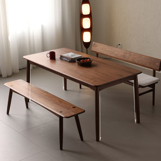 良工北美黑胡桃木餐桌书桌全实木吃饭的桌子家用日式家具长方形大板桌 1.2米餐桌