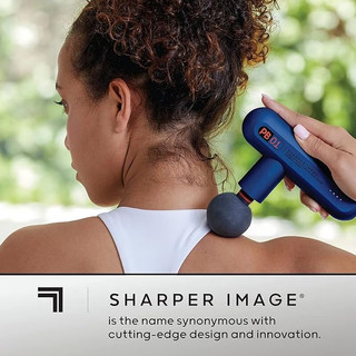 SHARPER IMAGE 便携式敲击筋膜枪手持式充电电动按摩枪深层组织按摩器 适合运动员、人士 带4个附件 蓝色