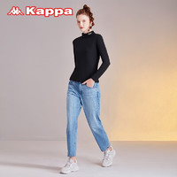 Kappa 卡帕 中高领女士打底衫简约百搭单件上衣基础中厚款 黑色 2XL码 建议(135-145斤)