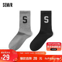 Semir 森马 袜子女士AAA抗菌透气休闲学院风提花弹力中筒袜4双装105723152020